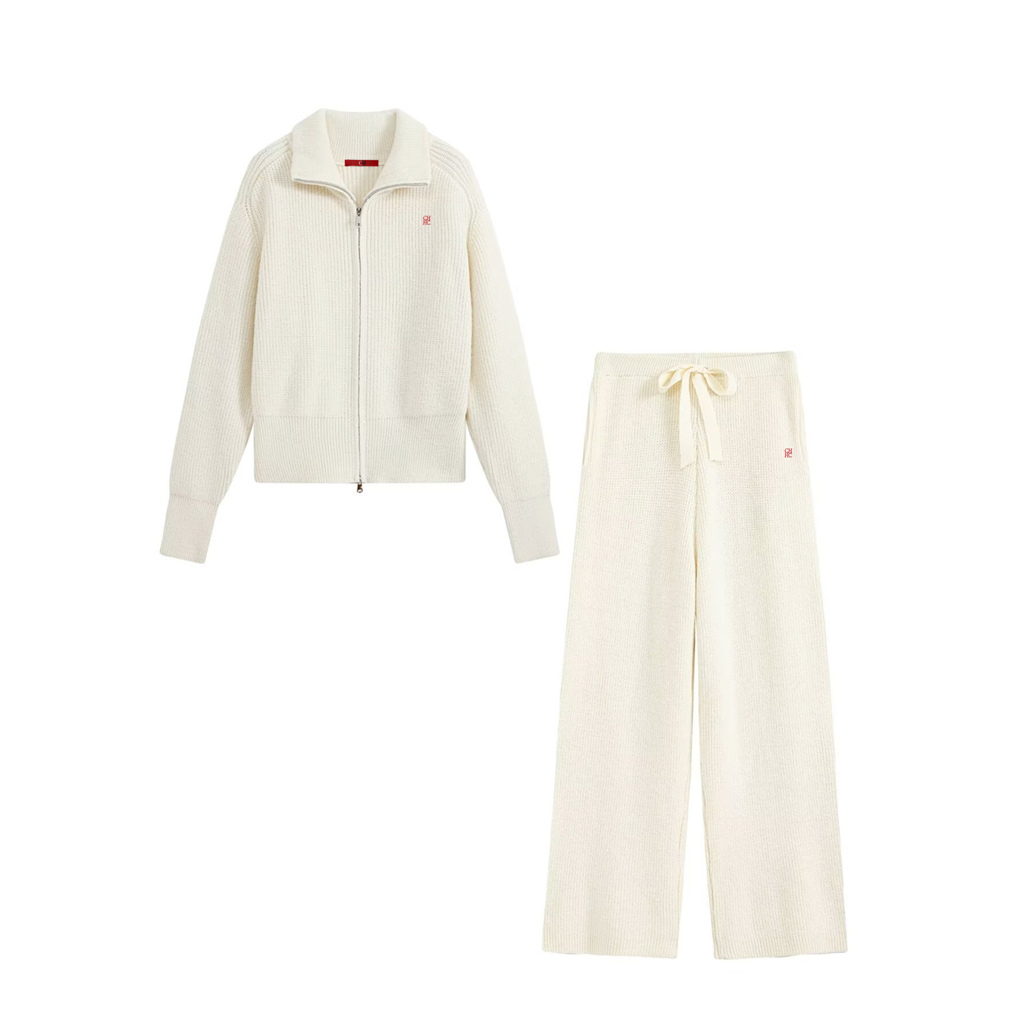 Women Zip Up Collar Knit Two P - Embroidery Origin review and price