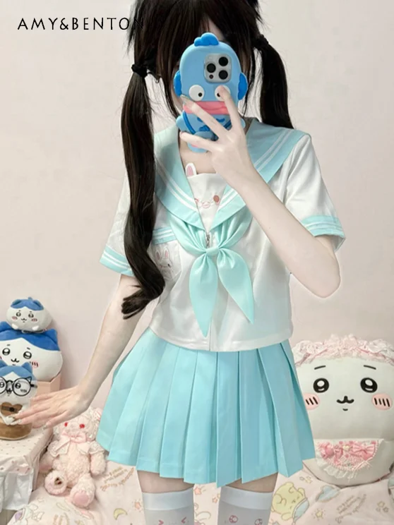 Japanese Preppy Style Cute Jk  - Embroidery Rabbit review and price