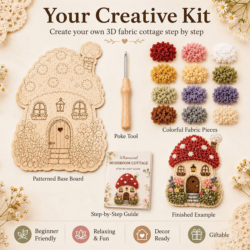 3D Mushroom House Poke Art DIY - Embroidery Origin review and price