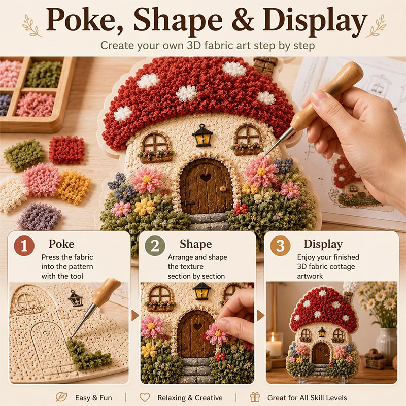 3D Mushroom House Poke Art DIY - Embroidery Origin review and price