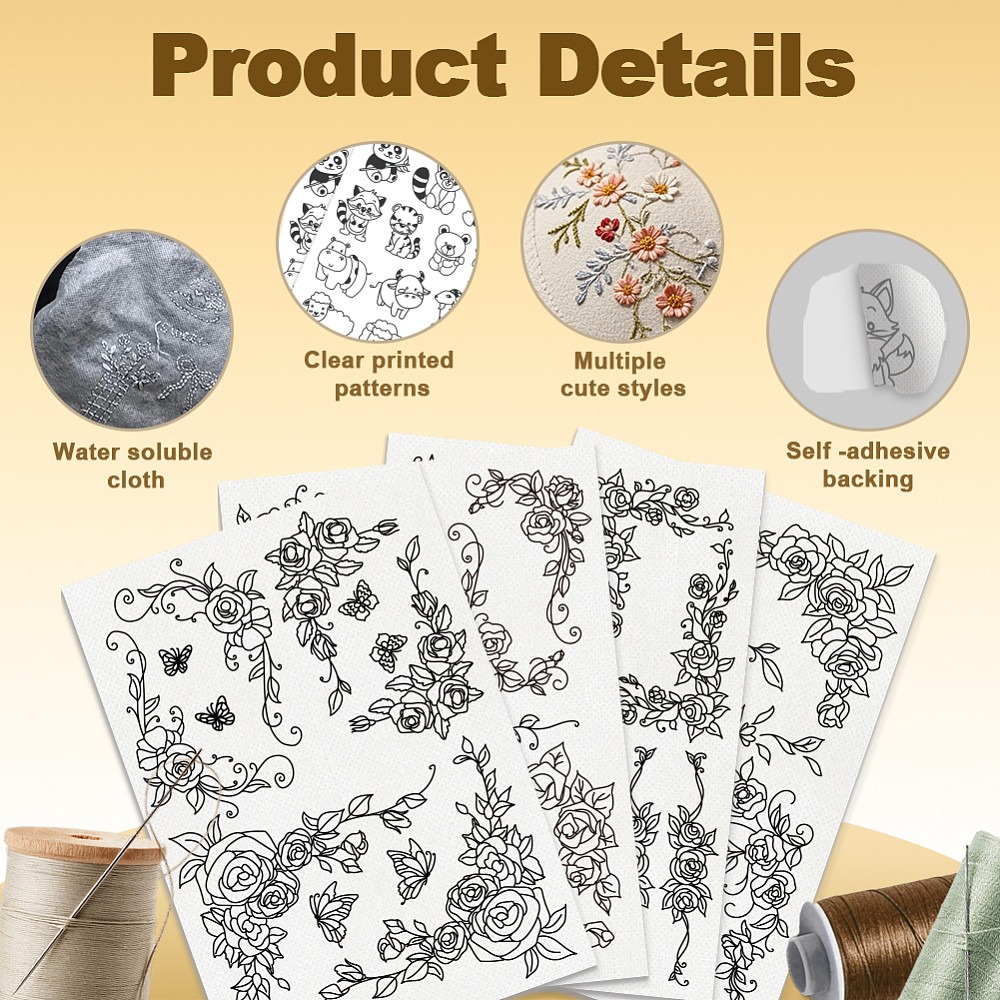 38Pcs Rose Lace 4 Sheets Water - Water Soluble Stabilizer review and price