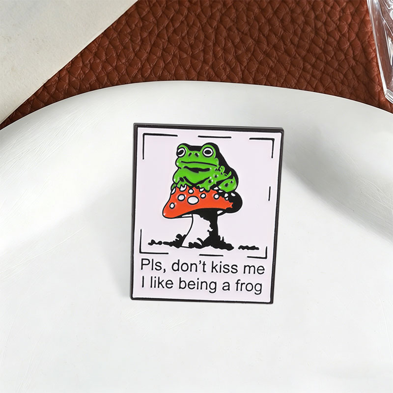 Frog Mushroom Badge Pls Don't  - Embroidery Kiss review and price