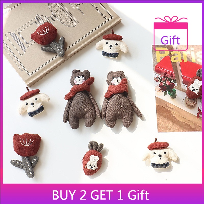 Bunny Brooch Red Scarf Bear Tu - Embroidery Rabbit review and price