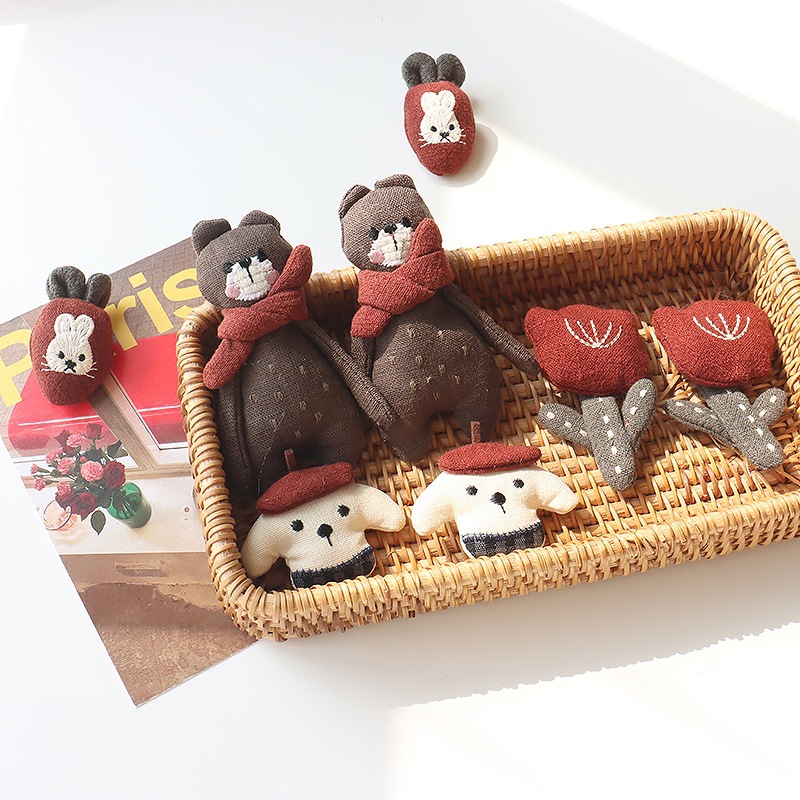 Bunny Brooch Red Scarf Bear Tu - Embroidery Rabbit review and price