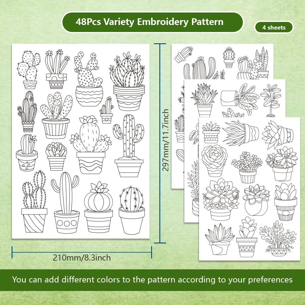 48Pcs Cactus Embroidery Self-A - Water Soluble Stabilizer review and price