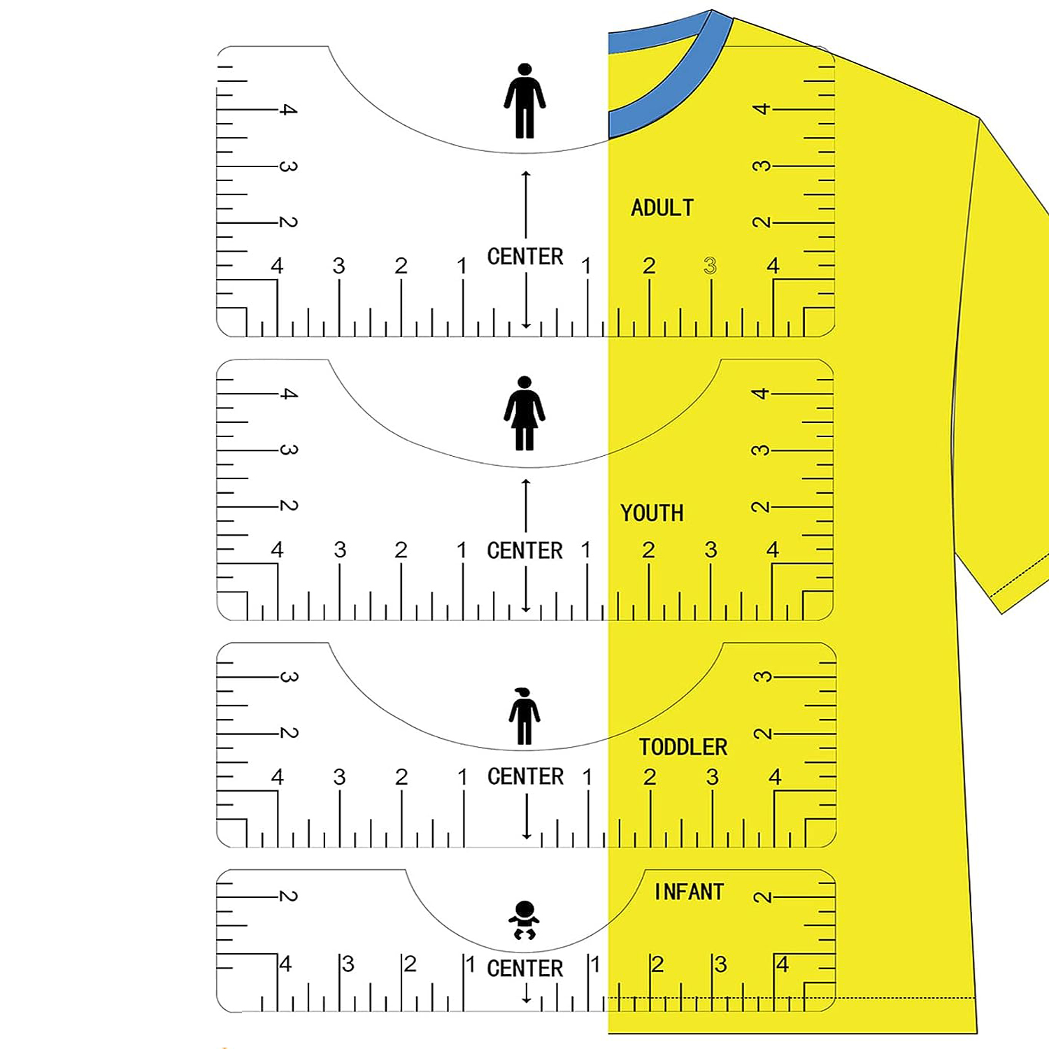 Transparent 4Pcs T-Shirt Ruler - Embroidery Hub review and price