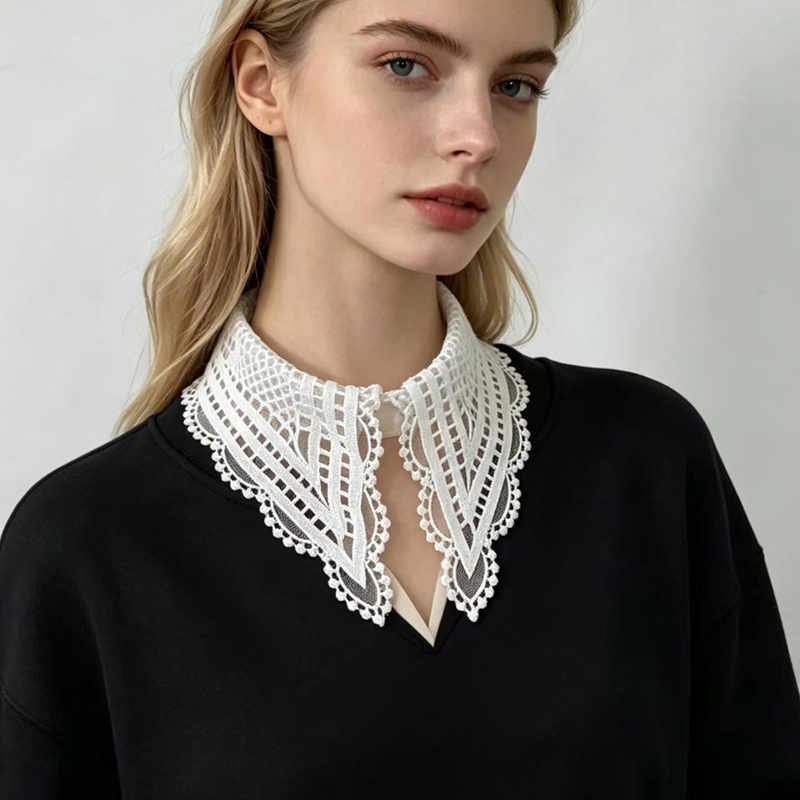 Lady White Ruffled False Colla - Embroidery Origin review and price