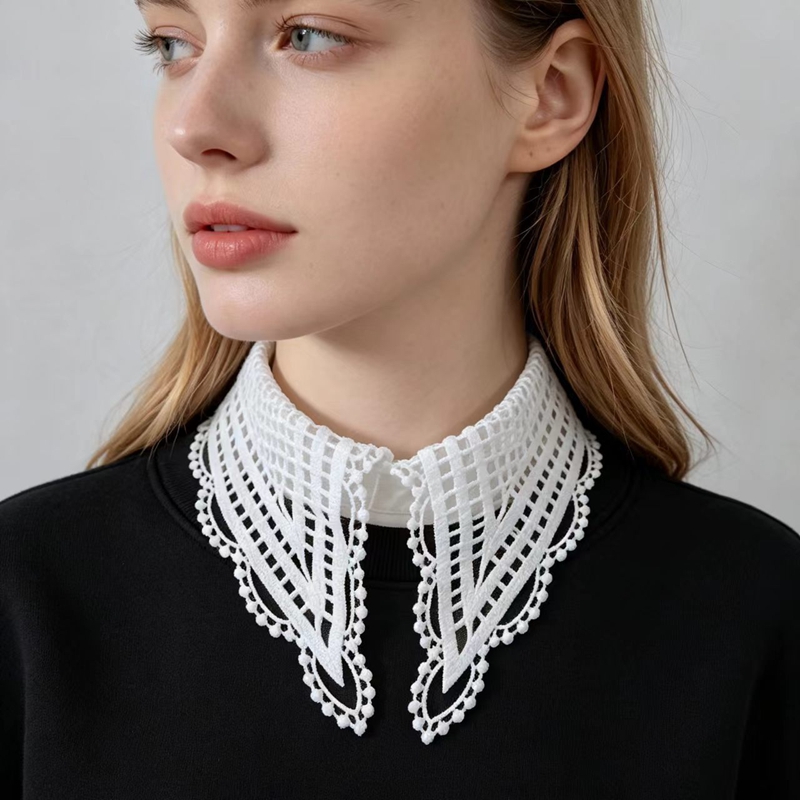 Lady White Ruffled False Colla - Embroidery Origin review and price