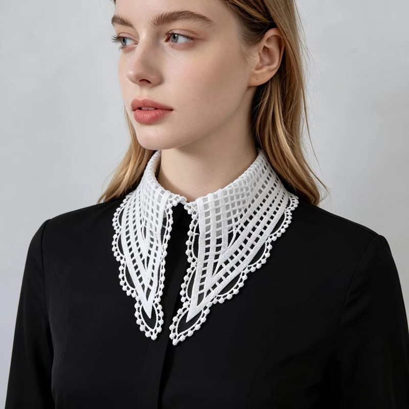 Lady White Ruffled False Colla - Embroidery Origin review and price