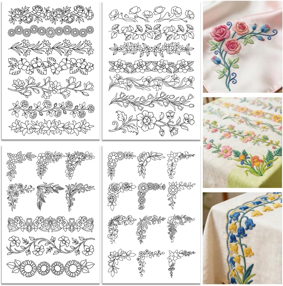 Pre-Printed Large Floral Borde - Water Soluble Stabilizer review and price